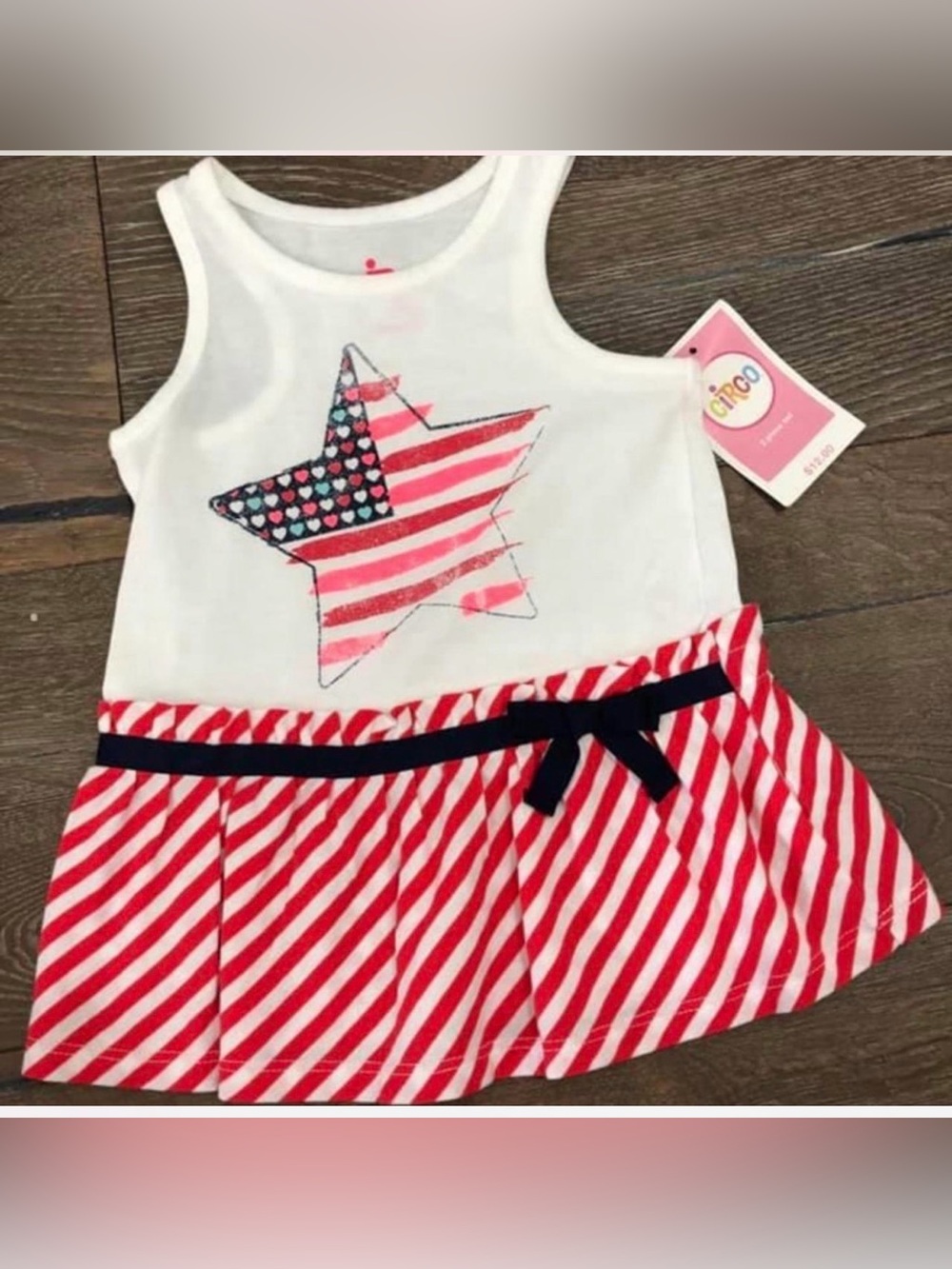 Baby/Toddler Circo Girls' White & Pink Star Tank Dress with Red Stripe Shirt 2T